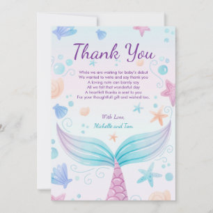 Mermaid Baby Shower Starfish Shell Under the Sea B Thank You Card