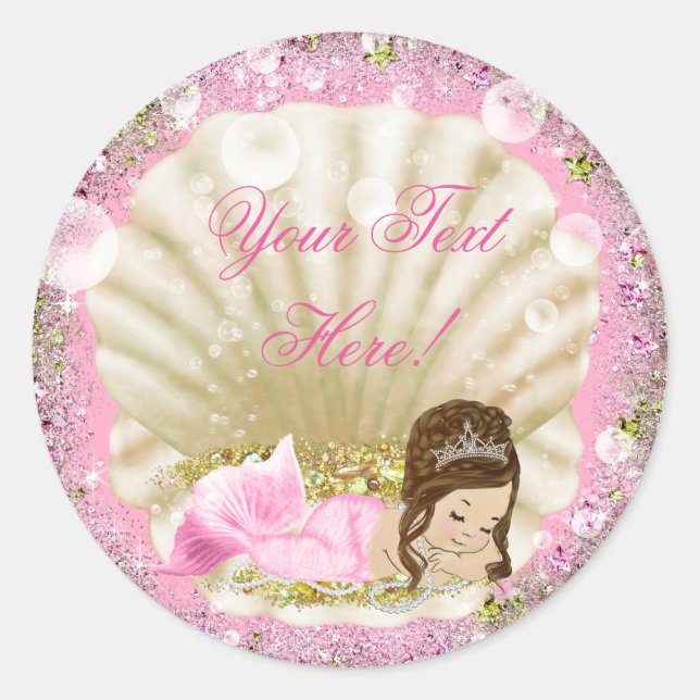 Mermaid Baby Shower Stickers (Front)