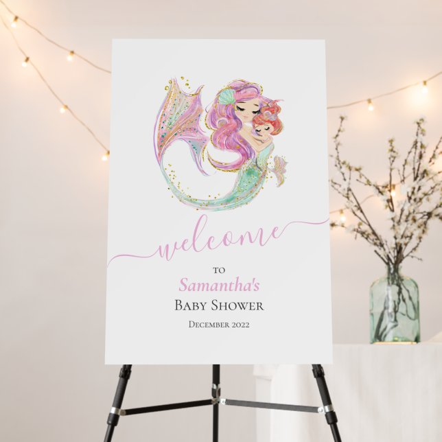 Mermaid Baby Shower Sweet Little Mermaid  Foam Board (In Situ (Stand))