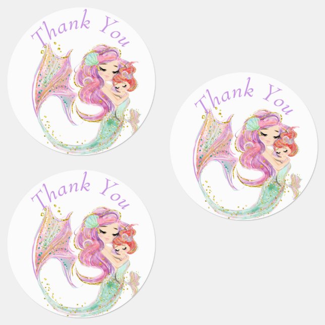 Mermaid Baby Shower Sweet Little Mermaid  Labels (Group)