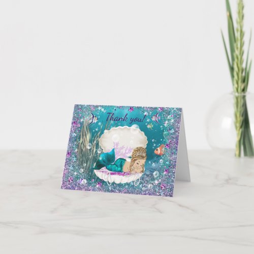 Mermaid Baby Shower Thank You Cards