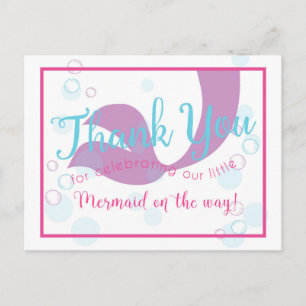 Mermaid Baby Shower Thank You Note Card