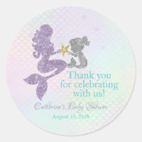 Mermaid Baby Shower thank you stickers party favor