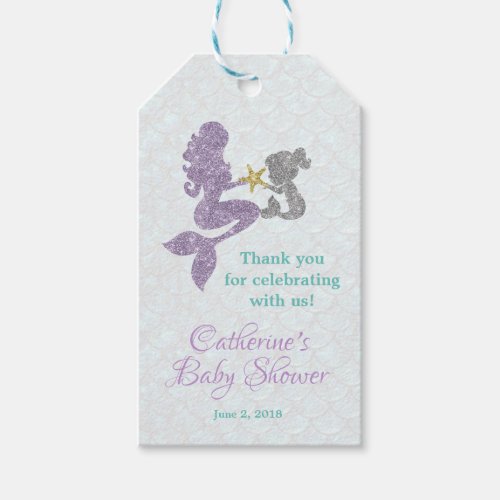 Mermaid baby shower thank you tags favor tags