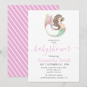 Mermaid baby shower under the sea announcement