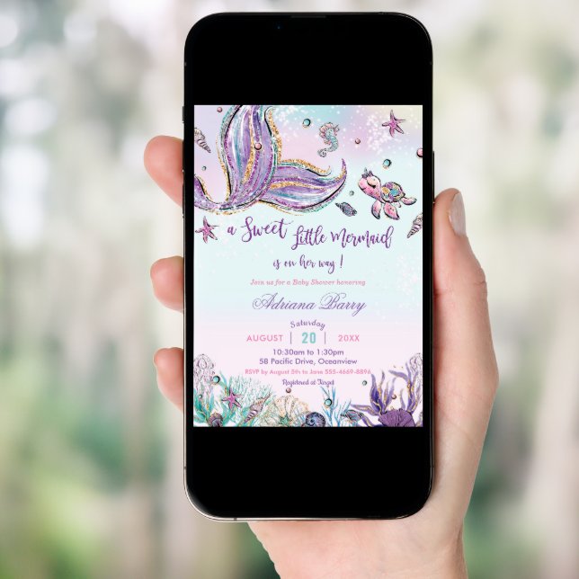 Mermaid Baby Shower Under the Sea Baby Girl Invitation (Front Digital)