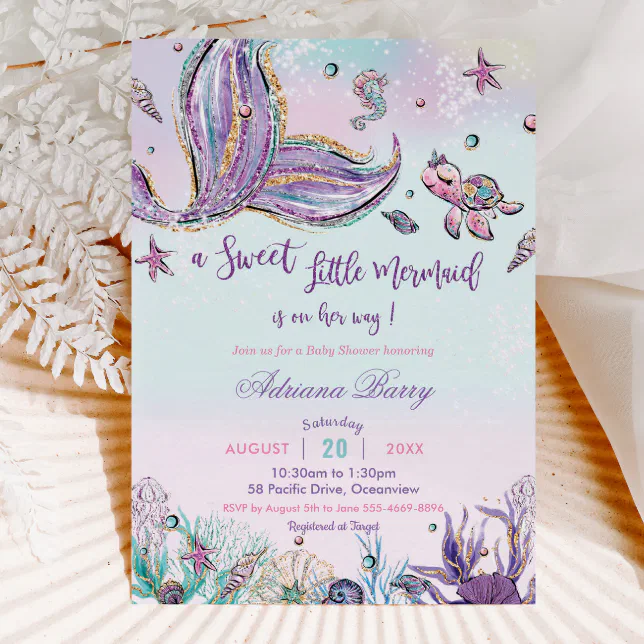 Mermaid Baby Shower Under the Sea Baby Girl Invitation | Zazzle