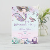 Mermaid Baby Shower Under the Sea Creatures Girl Invitation (Standing Front)