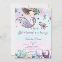 Mermaid Baby Shower Under the Sea Creatures Girl Invitation