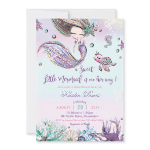 Mermaid Baby Shower Under the Sea Creatures Girl Invitation