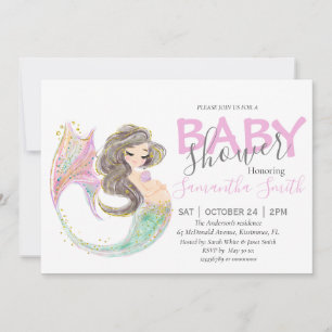 Mermaid Baby Shower. Under The Sea. Glitter Announcement