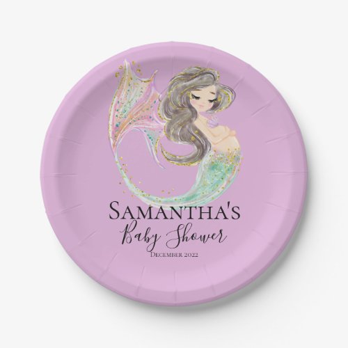 Mermaid Baby Shower Under The Sea Glitter Paper  Paper Plates