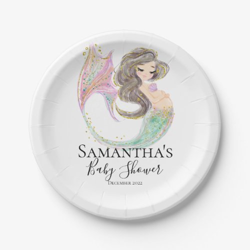 Mermaid Baby Shower Under The Sea Glitter Paper Plates