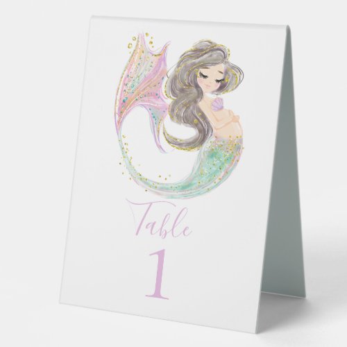 Mermaid Baby Shower Under The Sea Glitter Table Tent Sign