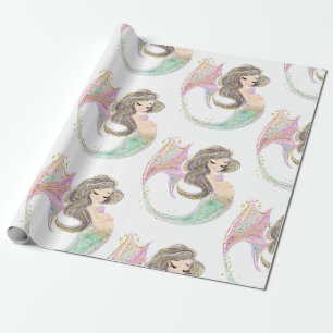 Mermaid Baby Shower. Under The Sea. Glitter Wrapping Paper