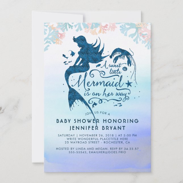Mermaid Baby Shower Under The Sea Ocean Invitation (Front)