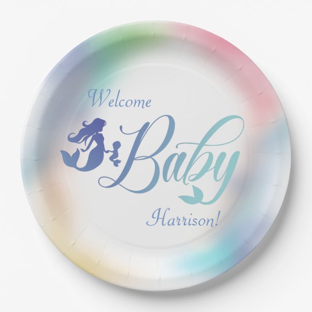 Mermaid Baby Shower Under the Sea Paper Plates (Front)
