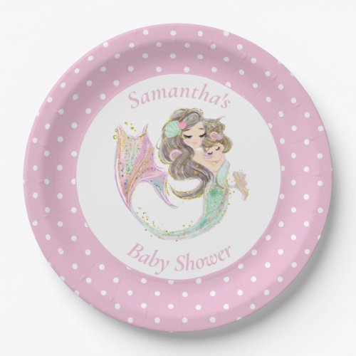 Mermaid baby shower under the sea paper plates
