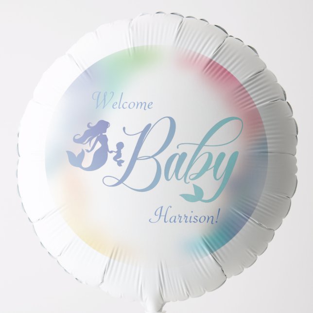 Mermaid Baby Shower Under the Sea Pastel Balloon (Front)