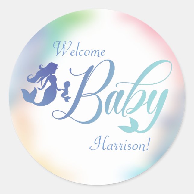 Mermaid Baby Shower Under the Sea Pastel Classic Round Sticker (Front)