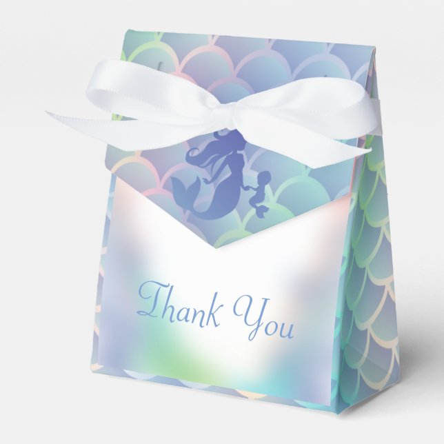 Mermaid Baby Shower Under the Sea Pastel Favor Boxes (Front Side)