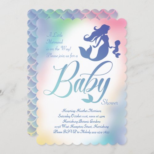 Mermaid Baby Shower Under the Sea Pastel Invitation