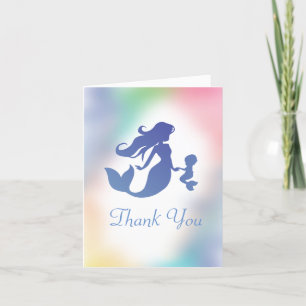 Mermaid Baby Shower Under the Sea Pastel Letterpress Thank You Card