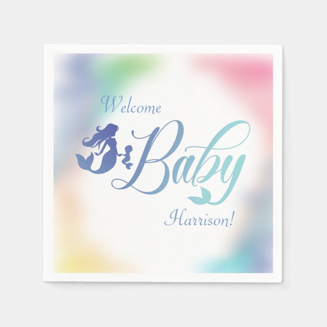 Mermaid Baby Shower Under the Sea Pastel Napkins (Front)