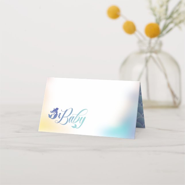 Mermaid Baby Shower Under the Sea Pastel Place Card (Front)