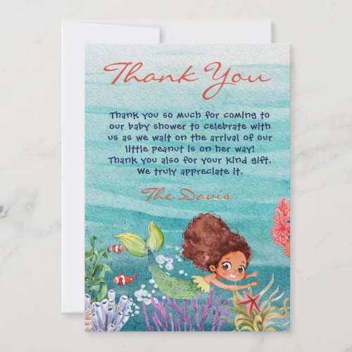 Mermaid Baby Shower Under The Sea Thank You Invitation