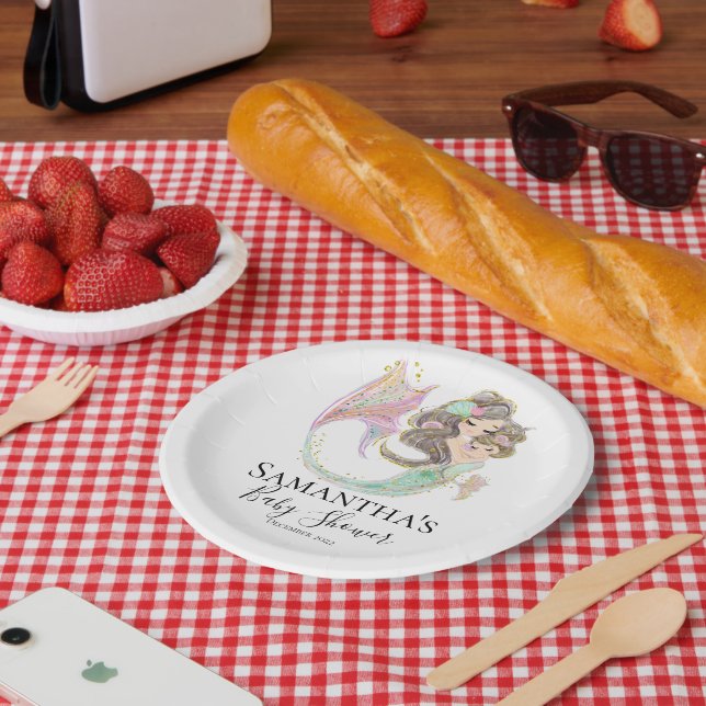 MERMAID BABY SHOWER UNDER THE SEA WHITE PAPER PLATES (Picnic)