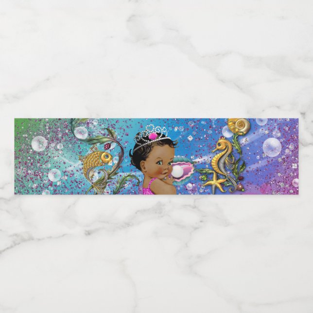 Mermaid Baby Shower Water Bottle Labels (Single Label)
