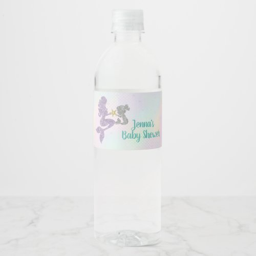 Mermaid Baby Shower Water Bottle Wrappers Water Bottle Label