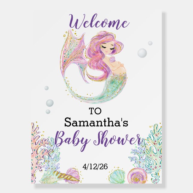 Mermaid Baby Shower Welcome  Foam Board (Front)