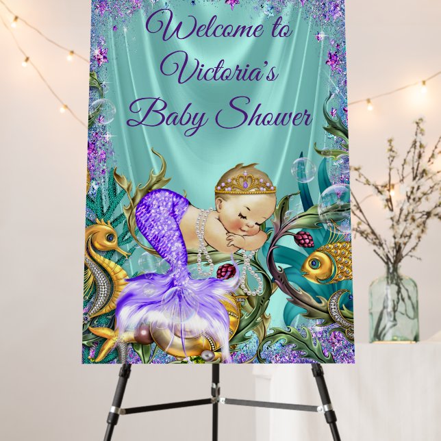 Mermaid Baby Shower Welcome Sign (In Situ (Stand))