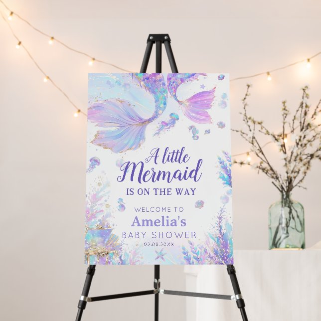 Mermaid Baby Shower Welcome Sign (In Situ (Stand))