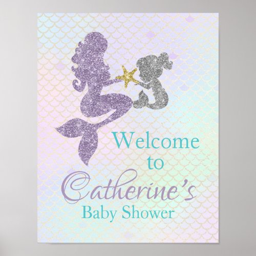 Mermaid Baby Shower Welcome Sign 11x14 Poster