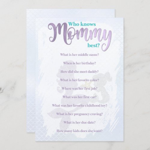 Mermaid Baby Shower Who Knows Mom Best Cards