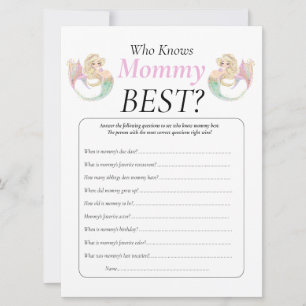 Mermaid Baby Shower. Who Knows Mommy poka dots Invitation