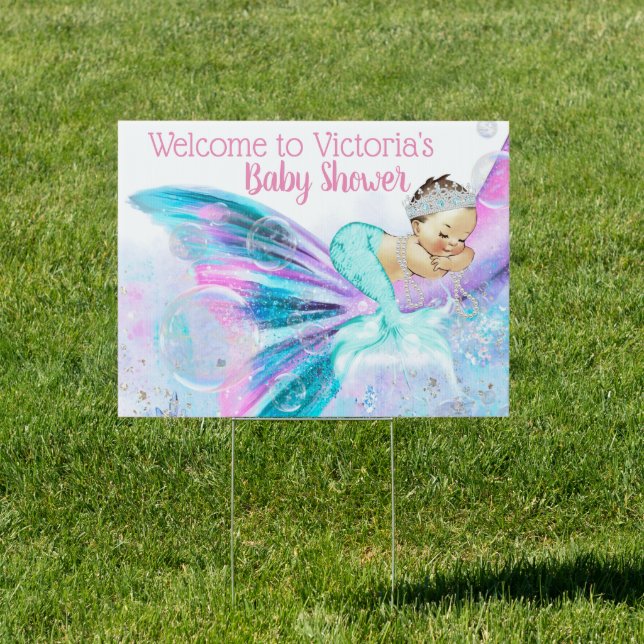 Mermaid Baby Shower Yard Sign (Insitu)