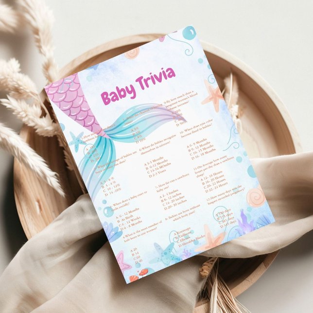 Mermaid baby trivia game baby shower game Card (Creator Uploaded)