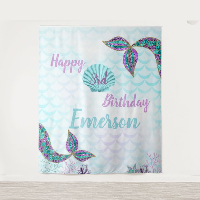 Mermaid, Backdrop, Birthday backdrop, selfie (Front)
