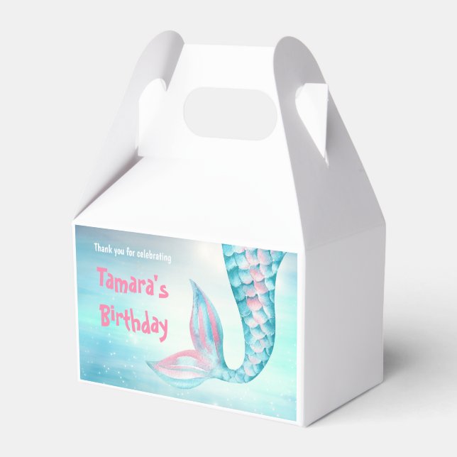 Mermaid Bash Birthday Favor Boxes (Front Side)
