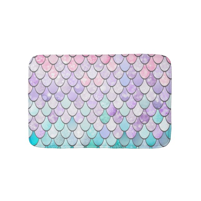 Mermaid Bath Mat, Mermaid Bathroom Decor Mat (Front)