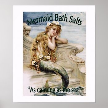 Mermaid Bath Salts Poster by Vintage_Obsession at Zazzle