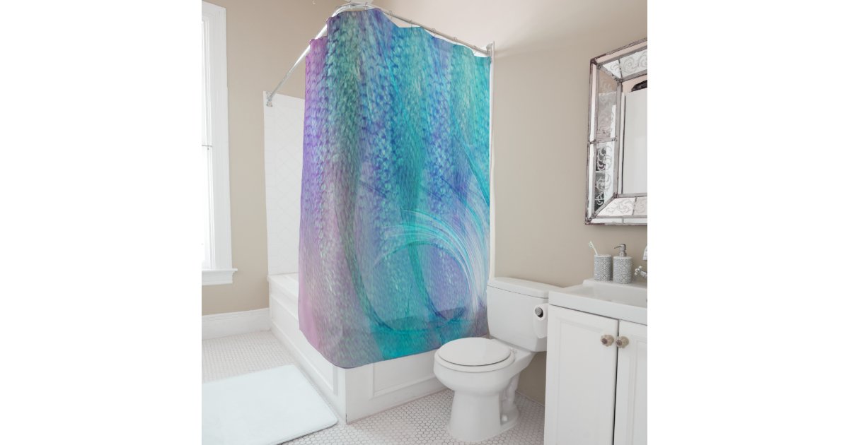 Mermaid Shower Curtain for Bathroom Ocean Theme Glitter Fish Scale