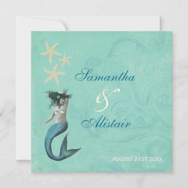 Mermaid Beach Coastal Wedding Invitation (Front)