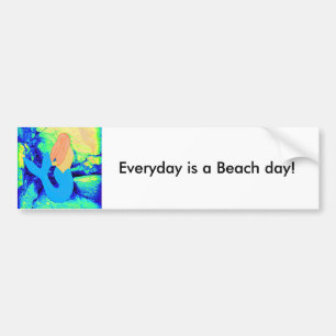 mermaid beach day design bumper sticker