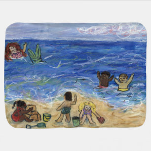 Mermaid Beach Fun Art Custom Design Blankets