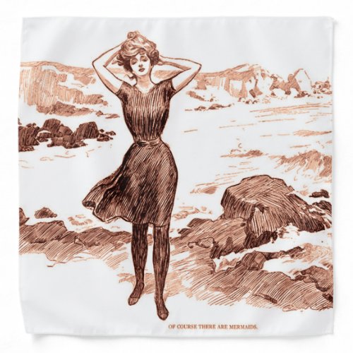 Mermaid Beach Gibson Girl Victorian Antique Bandana